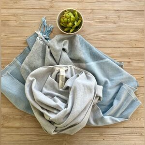 Eileen Fisher Made in Italy Recycled Cotton Colorblock Poncho Wrap Shawl OS